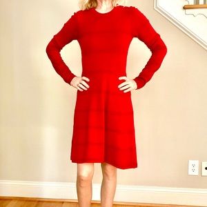 Eliza J XS Long Sleeve Ruby Red Winter Dress